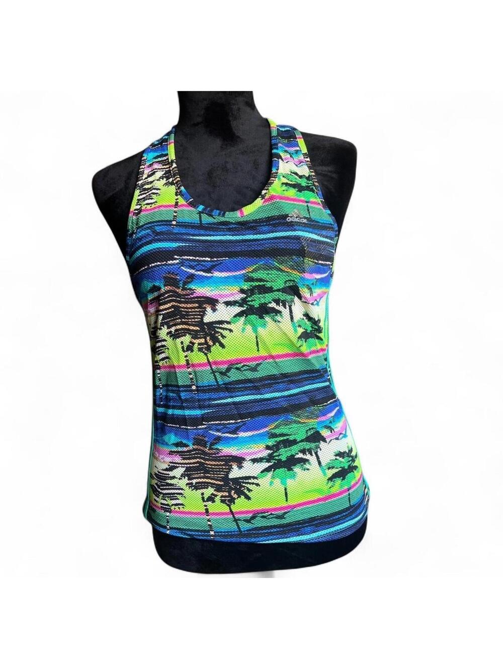 Y2K Adidas Vibrant multi-coloured tank top with